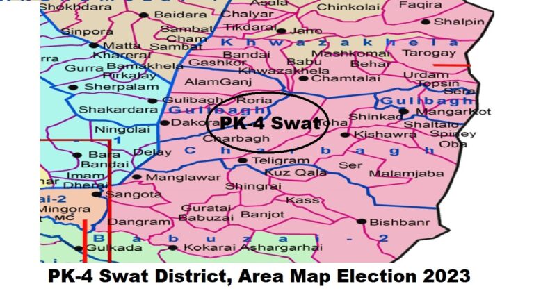 Mingora Map PK 4 Swat Delimitation (Halqabandi), Area Map Election 2023 - Political ...