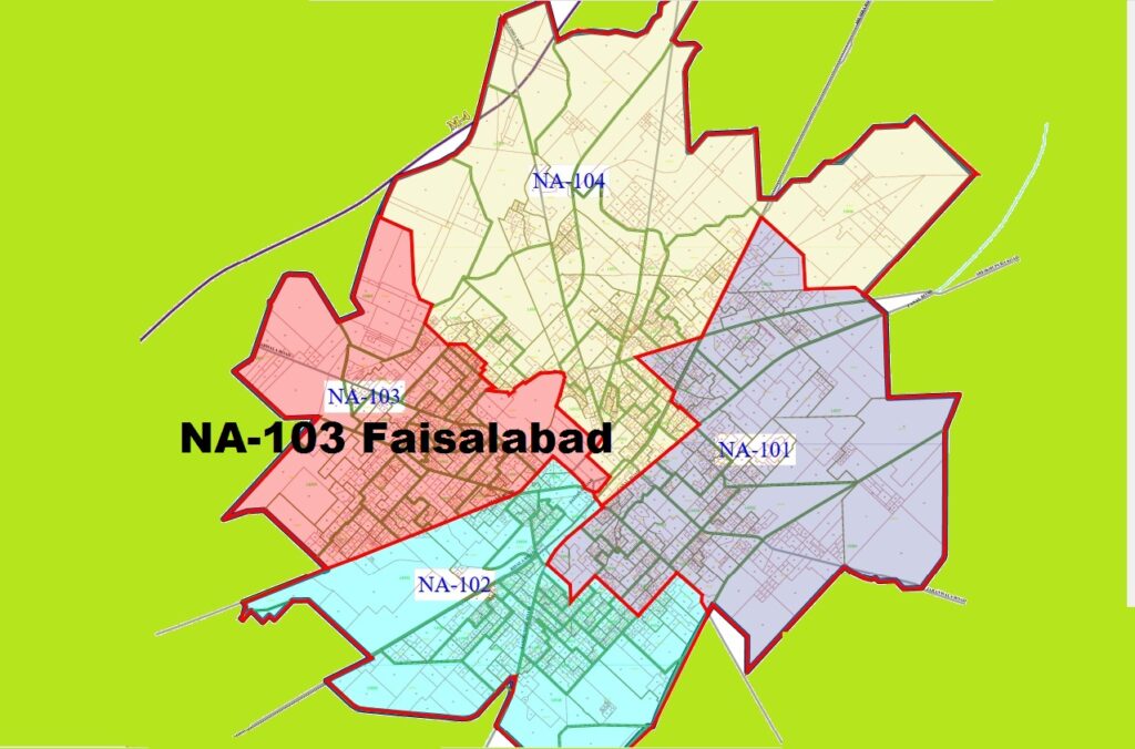 NA 103 Faisalabad New Halqabandi Map 2024