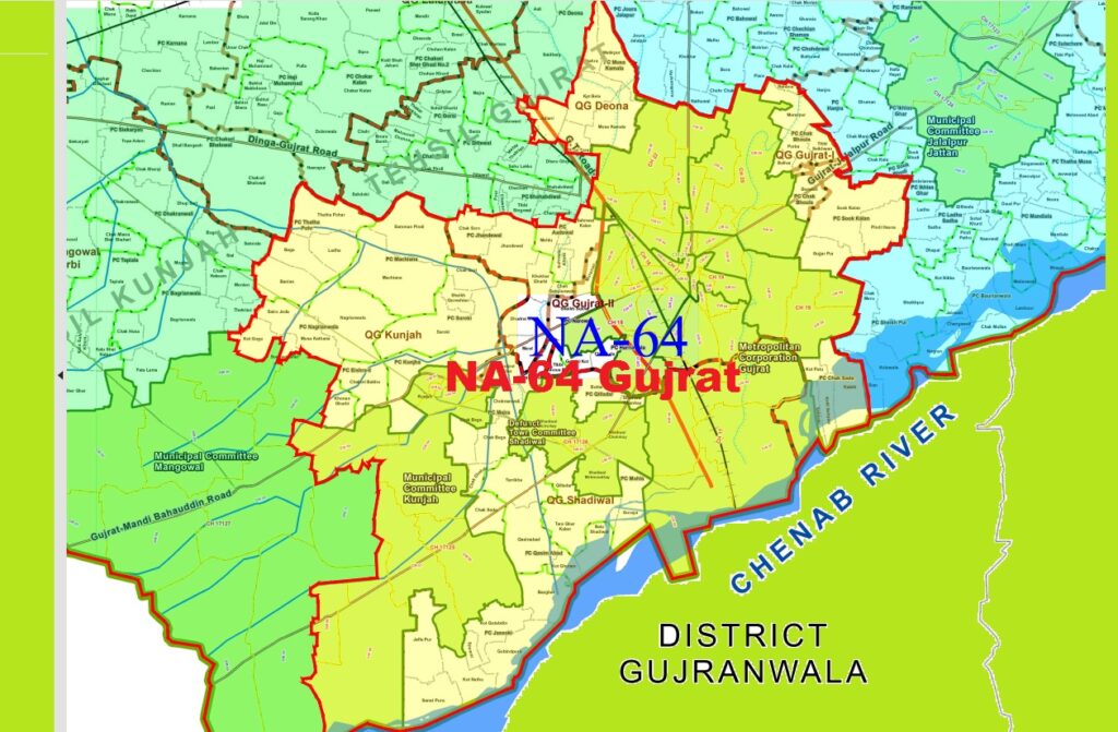 NA 64 Gujrat New Halqabandi Map 2024