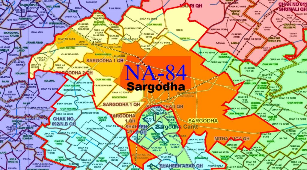 NA 84 Sargodha New Halqabandi Map 2024